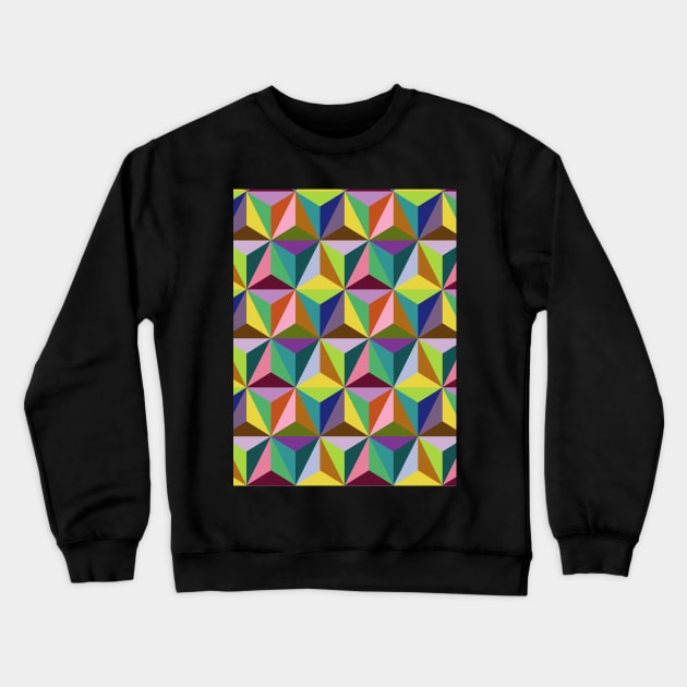 Colorful Geometric Triangles Pattern Crewneck Sweatshirt by Designoholic